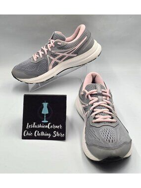 Asics Women's Gray Pink Gel-Contend 7 Lace-Up Running Shoes Size 11Wide 3986
